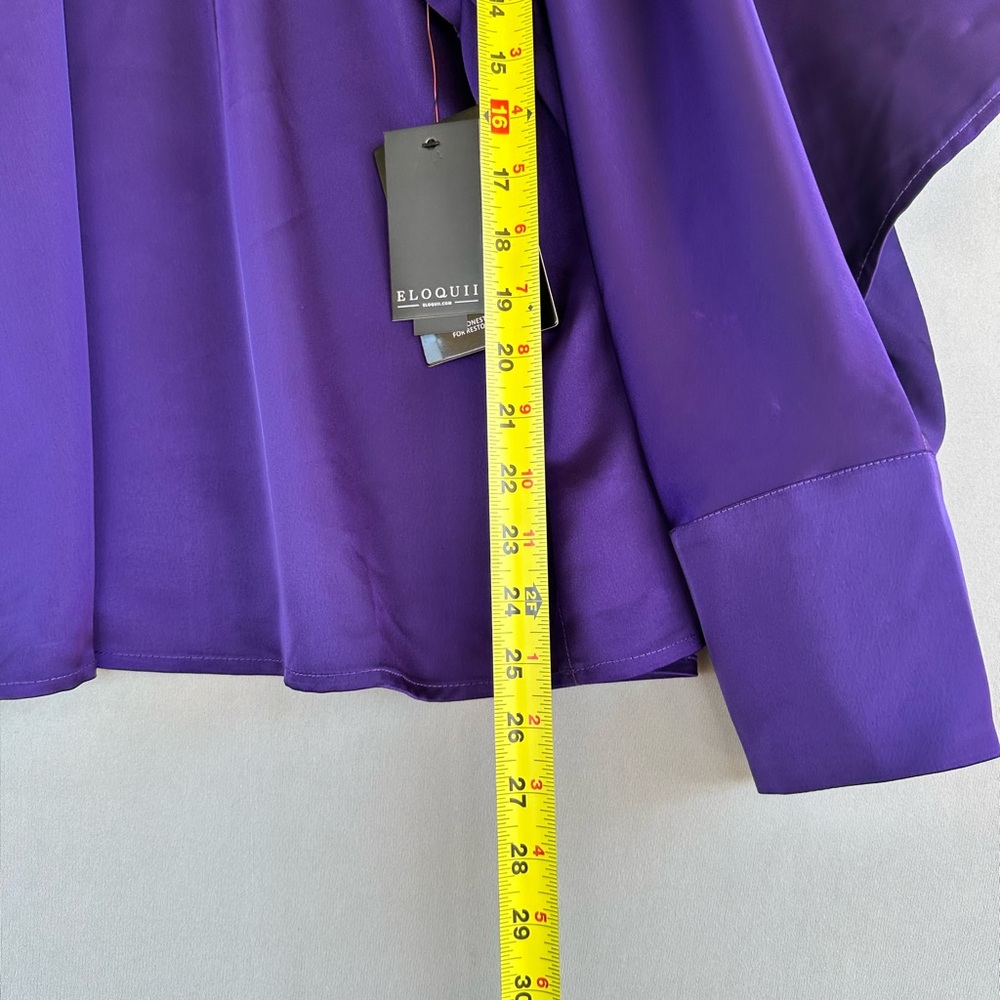 🎉5 for $45🎉 NWT Eloquii One Shoulder Satin Top blouse With Draped Sleeve size 18 - Picture 7 of 12